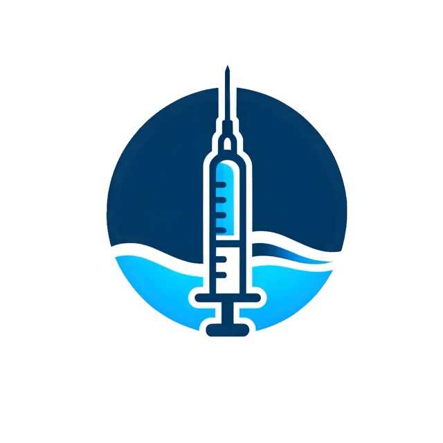 Design an icon for aesthetic injections, using shades of blue to emphasize a professional and calming atmosphere. The icon should be simple and elegan